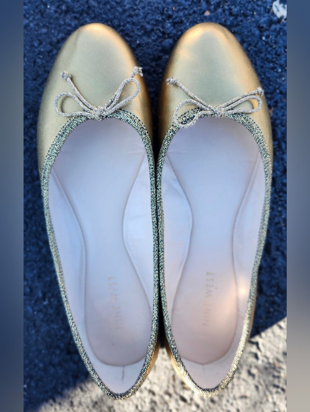 Gold Ballet Flats with Bow - Classic Women’s Flats